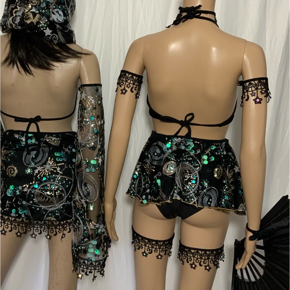 Stars and Moons Galaxy Celestial Rave  Festival Outfit - Picture 2 of 3